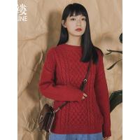 素缕秋装2018新款复古麻花宽松针织衫套头圆领毛衣女IS8301媫1012
