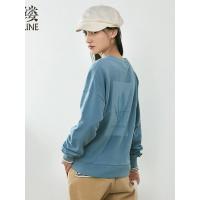 素缕冬装女2018新款圆领套头印花宽松落肩长袖上衣卫衣HS9107媫