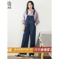 素缕冬装女2018新款复古宽松背带裤牛仔裤chic风潮长裤SY9109芠