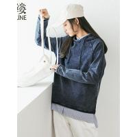 素缕冬装女2018新款街头范宽松雪花洗连帽卫衣显瘦插肩SC9106芠