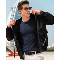 【苏宁自营】enk男装 春季新款时尚棒球夹克织带贴袋螺纹下摆男士夹克外套