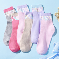 ENK女士袜子 女纯棉袜子全棉吸汗透气中筒棉袜女学生袜子女_6双盒装