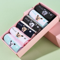 ENK女士袜子 纯棉女袜子全棉吸汗透气中筒棉袜女可爱学生袜子女_6双盒装