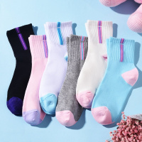 ENK女士袜子 女纯色棉质运动短袜浅口可爱韩版学院风中筒袜学生袜子女 6双盒装