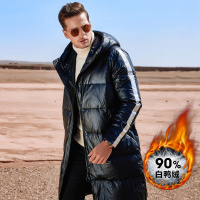 enk2018冬季新款 【90白鸭绒 加厚 保暖】潮男羽绒服冬季青年中长款撞色连帽男装加厚羽绒服外套