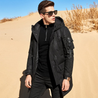 【白鸭绒 保暖御寒】大身多袋设计手臂贴袋连帽男士羽绒服