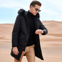 【白鸭绒 保暖 御寒】大身插袋挡风襟连帽男士羽绒服