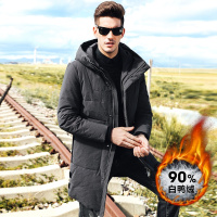 enk2018冬季新款 【90白鸭绒 加厚 保暖】冬季热卖大身不规则分割侧面双织带连帽防风男士羽绒服
