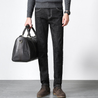 enk2018冬季新款 经典原色简约前口袋装饰织带修身小直筒男士牛仔裤