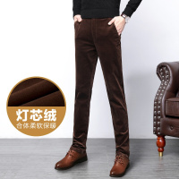 【保暖灯芯绒 经典复古】新款舒适保暖秋冬款后口袋装饰品牌小皮牌微弹修身直筒灯芯绒男士休闲裤