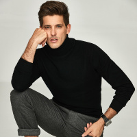 enk2018冬季新款 【细腻柔软 保暖有型】秋冬新款毛衣休闲简约纯色高领菠萝纹套头男士羊毛衫