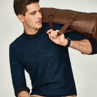 enk2018冬季新款 交织风格撞色合身羊毛衫男士毛衣
