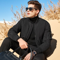 【白鸭绒 保暖御寒】手臂飞行服口袋棒球领男士羽绒服