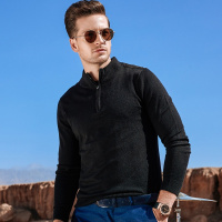 enk2018冬季新款2018秋新款男士交织纹理半高领拉链打底衫 男式羊毛衫 毛衣