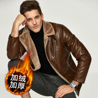 enk2018冬季新款 冬季爆款男款青年加绒加厚保暖仿皮毛一体设计合身版型通勤外套短款男士外套