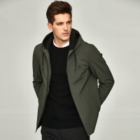 enk男装【偏小一码】春季新款连帽内胆摇粒绒防水拉链运动风格修身男士外套