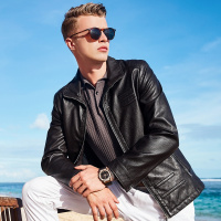 enk男装 春季新款百搭男士皮衣夹克外套