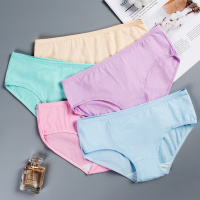 enk5条盒装女生三角底裤中腰纯棉底裆纯色简约女士内裤