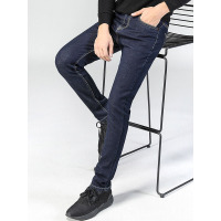 【苏宁自营】enk男装 春季新款口袋精致品牌三角标微弹显瘦修身小直筒男士牛仔裤