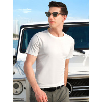 【苏宁自营】enk男装 夏季新款简约基础纯色圆领青年常规款棉质男士短袖T恤衫
