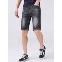 【苏宁自营】enk男装 潮流洗水磨白微弹中腰直筒牛仔短裤男士短裤牛仔裤