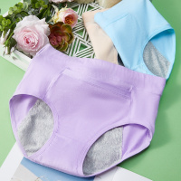 3条盒装月经期防漏生理纯色棉质中腰学生姨妈裤卫生裤女士内裤女