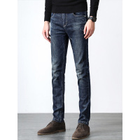 ENK复古洗水微弹时尚吊磨修身小脚长款男士牛仔裤