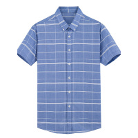 enk 19夏新款透气格子薄款休闲舒适男士短袖衬衫
