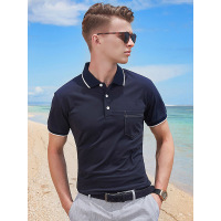 【自营】enk男装 夏季男士短袖撞色领边装饰胸兜纯色短袖Polo衫