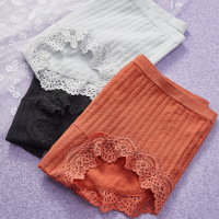 ENK3条装简约纯色蕾丝边中腰三角短裤女士内裤女