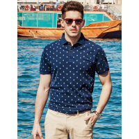 【自营】enk男装 夏季摩登时尚绣花珠地长绒棉男士短袖POLO衫