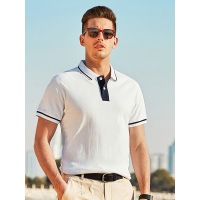 【自营】enk男装 夏季新款时尚潮流撞色条纹领男士短袖POLO衫
