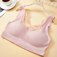 ENK性感蕾丝一片式柔棉带胸垫无钢圈聚拢胸罩简约运动文胸