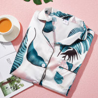 ENK 夏季睡衣女冰丝薄款性感开衫睡裙仿真丝绸女士家居服