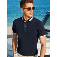 【自营】enk男装 夏季新款时尚摩登撞色条纹开叉下摆男士短袖POLO衫