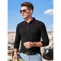 【自营】enk 新款T恤男士时尚简约休闲纯色百搭套头男士长袖Polo衫