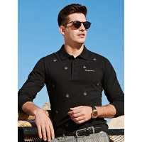 【自营】enk男装 长袖Polo衫男金线刺绣时尚男装新款T恤男士