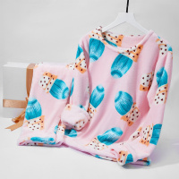 enk秋冬法兰绒家居服套装加绒加厚舒适可爱女士居家珊瑚绒睡衣