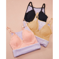 ENK 性感蕾丝V领带胸垫女吊带加绒加厚修身内衣女士打底保暖背心女