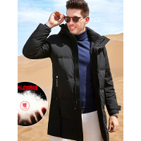 【自营】enk 白鸭绒羽绒服男中长款连帽时尚字母保暖加厚男式羽绒服外套潮