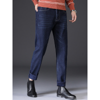 【自营】enk 男士牛仔裤加绒加厚微弹修身直筒裤加绒加厚显瘦牛仔裤男