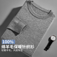 ENK【100%绵羊毛】秋冬男士保暖单上衣圆领长袖打底衫男式羊毛衫