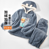 ENK秋冬季加绒加厚生肖连体帽可外穿保暖睡衣睡裤套装女士睡衣家居服