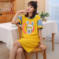 ENK薄款可爱卡通舒适圆领短袖T恤睡裙长裙连衣裙女士睡衣家居服