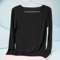 ENK百搭软软衣女士长袖基础百搭T恤女式睡衣打底衫针织衫