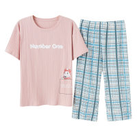 ENK春夏套头短袖宽松休闲可外穿女士家居服睡衣女套装