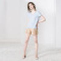 诗萌T恤2018夏季新品韩版时尚v领宽松休闲冰丝上衣短款T恤