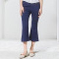 诗萌喇叭裤女夏新品 牛仔色微喇叭裤百搭修身九分裤 精品微喇裤