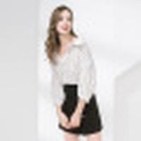 诗萌夏季2018新品白衬衫韩范百搭镂空清新一字肩条纹衬衫女