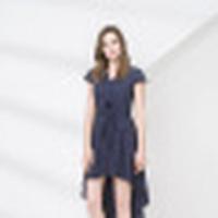 诗萌连衣裙女夏2018新款韩版收腰显瘦气质中长款裙子 燕尾连衣裙